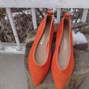 Suede Orange Ladies Flats By Emilie Karston